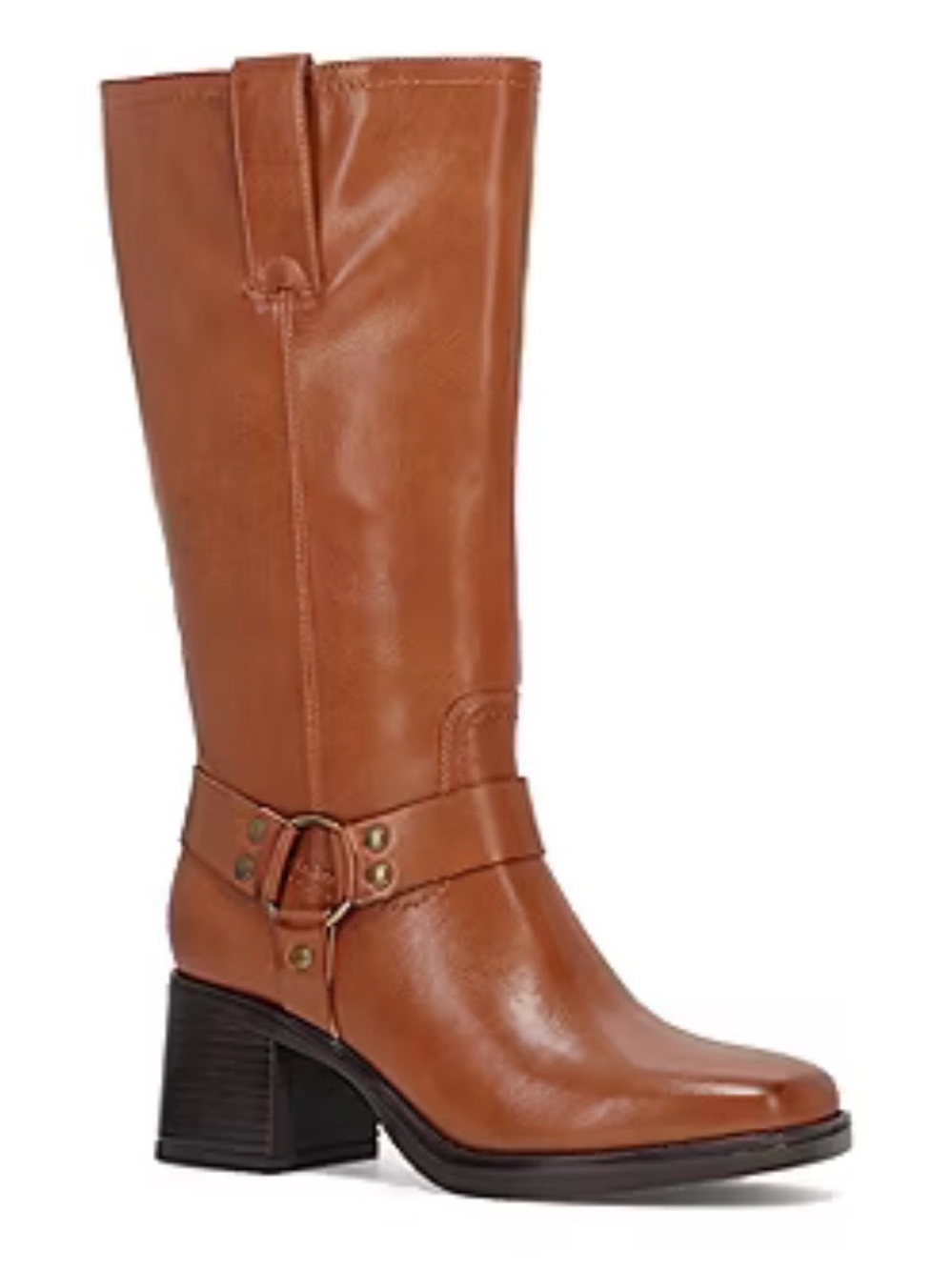 Frye and Co. Womens Nica Stacked Heel Motorcycle Boots Saddle 8 M $115 New